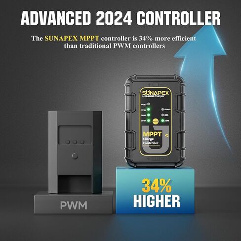 SUNAPEX 12V MPPT Solar Charge Controller, Solar Panel Regulator with SAE Connectors, Compatible with SUNAPEX 15W, 25W, 50W Solar Panels, or Other Solar Panels Within 50W, for Gel, AGM,LiFePO₄Battery in Kuwait
