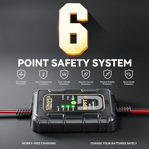 SUNAPEX 12V MPPT Solar Charge Controller, Solar Panel Regulator with SAE Connectors, Compatible with SUNAPEX 15W, 25W, 50W Solar Panels, or Other Solar Panels Within 50W, for Gel, AGM,LiFePO₄Battery in Kuwait