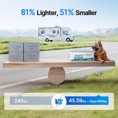 بطارية Redodo 24V 100Ah Lithium LiFePO4 ومجموعة شاحن 29.2V 20A، 2560Wh، ما يصل إلى 15000 دورة، مثالية لمحرك التصيد، وRV، والبحرية، والقوارب والمنزل الشمسي in Kuwait