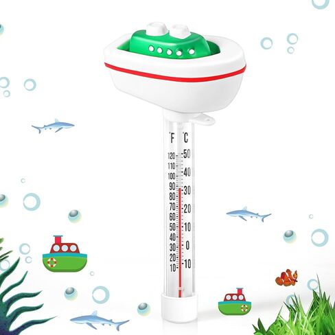 ميزان حرارة حمام السباحة العائم، شاشة كبيرة مع سلسلة سهلة القراءة، مقاومة للكسر، لحمامات السباحة الخارجية والداخلية، والمنتجعات الصحية، وأحواض المياه الساخنة وأحواض السمك (التمساح) in Kuwait