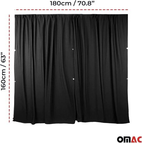 OMAC Trunk Tailgate Curtain fits Mercedes Sprinter Black 2 Privacy Curtains in Kuwait