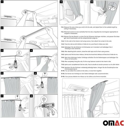 OMAC Trunk Tailgate Curtain fits Mercedes Sprinter Black 2 Privacy Curtains in Kuwait
