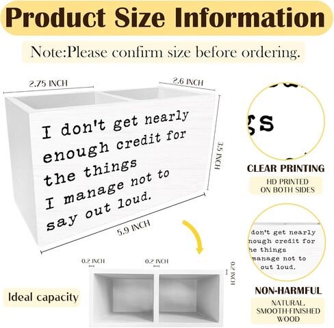 Funny Office Pen Holder for Desk, Sarcastic Coworker Gifts Pencil Organizer, I Don't Get Nearly Enough Credit Funny Saying Wooden Box Sign Desk Decor for Home Office Decoration in Saudi Arabia