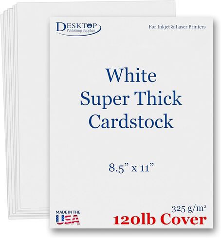 120lb Cover Thick Cardstock Paper - Plain Heavy Bright White Stock - 8.5" x 11" (50 Sheets) in Kuwait