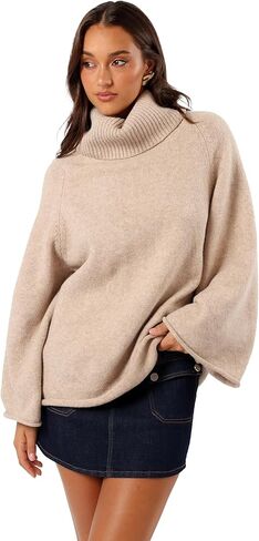 Petal & Pup Women's Bindy Cowlneck Knit Sweater - Oatmeal in Saudi Arabia