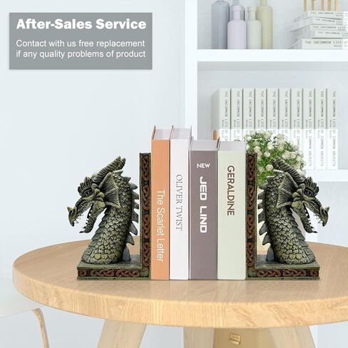 Dragon Bookends for Shelves Set of 2 - Heavy Book Ends Book Supports for Shelves, 4.15 "x 3.25 "x7 Unique Dragon Design Copper（10 Inch） in Saudi Arabia