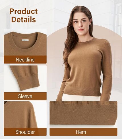 Sweaters for Women Long Sleeve Crewneck Lightweight Casual Pullover Sweaters Tops in Saudi Arabia