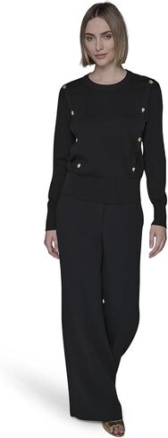Karl Lagerfeld Women's Long Sleeve Crewneck Cropped Essential Sweater in Saudi Arabia