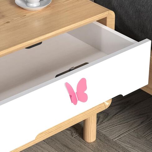 Butterfly Drawer Handles and Wardrobe Knobs for ’ Room Furniture, Pink Decorative Cabinet Pulls with Base, 1 Pair Butterfly Handles for Dresser and Closet Doors in Kuwait
