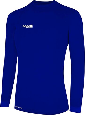 قميص Capelli Sport النسائي القياسي للتمرين، بأكمام طويلة ورقبة دائرية، قميص تدريب للتمرين، أزرق ملكي/أبيض in Kuwait