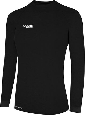 Capelli Sport Women's Standard Workout Top, Long Sleeve Crew Neck Exercise Training Jersey, Royal Blue/White in Kuwait