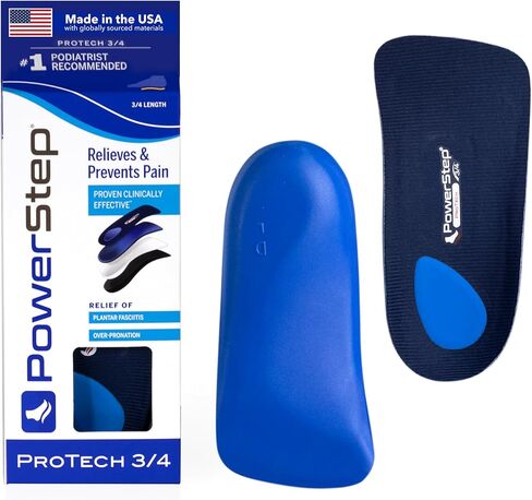 PowerStep ProTech 3/4 Orthotic Insoles - Medical Grade Arch Support Inserts for Plantar Fasciitis Relief- Made in USA - Maximum Cushioning + ShockAbsorb Orthotics (M 9-9.5 W 11-11.5) in Kuwait