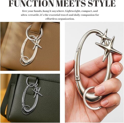 2pcs y2k Large Star Shape Carabiner Set, Cool Belt Loop Clip, Carabiner Keychain for Keys, Car Keys, Bags and Outdoor Gear (4 Inch) in Kuwait