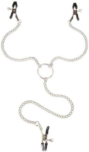 Nipple Clamp with Chains Necklace Non Piercing Adjustable Pressure Stainless Steel Ring for Women Body Jewelry in Kuwait