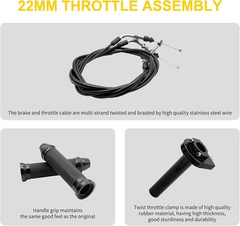 22mm Throttle Compatibility for Scooter ATV GY6,Throttle Assembly Set - 7/8" Handlebar Grips with 22mm Twist Throttle Cable in Kuwait