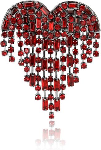 Crystal Heart Tassel Brooch for Women Delicate Luxury Rhine Stone Heart Love Brooch Sparkly Angel Wings Tassel Pin Beautiful Dress Suit Shirt Ceremony Clothes Wedding Party Valentines Jewelry Accessories in Saudi Arabia