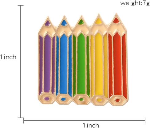 Colorful Pencil Brooches Pins Gold Plated Funny Charm Enamel Rainbow Pen Book Brooch Lapel Pin for Women Students Teachers Appreciation Back to School Backpack Clothes Dress Hat Accessories in Saudi Arabia