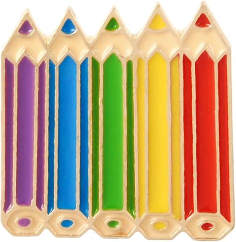Colorful Pencil Brooches Pins Gold Plated Funny Charm Enamel Rainbow Pen Book Brooch Lapel Pin for Women Students Teachers Appreciation Back to School Backpack Clothes Dress Hat Accessories in Saudi Arabia