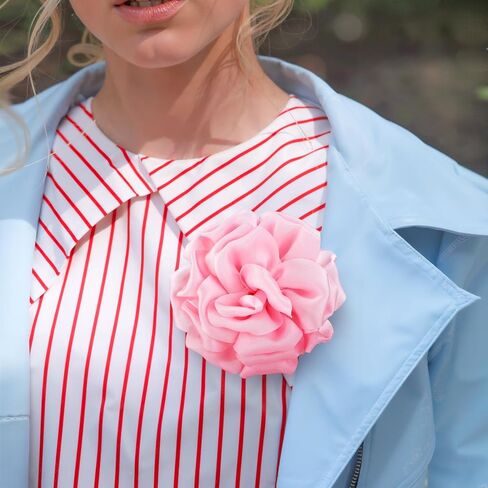 Dainty Satin Rose Flower Brooches 5.12 inch Large Camellia Flower Hair Clip Oversized Chiffon Rose Flower Brooch for Women Wedding Party Dance Ceremony Dress Clothes Accessories,Pink in Saudi Arabia