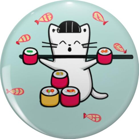 Cute Sushi Cat Chef with Chopsticks Japanese Kawaii Style Food Lover Gift Pin Lapel Pin Brooch Steel Pins Badge 0.75" in Kuwait
