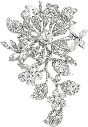 Extra Large Rhinestone Flower Brooch Pin Stylish Crystal Big Brooches Corsage Bouquet Elegant Clothing Hat Bag Accessories Floral Lapel Pins for Women Fashion Jewelry Gifts Wedding Prom in Saudi Arabia