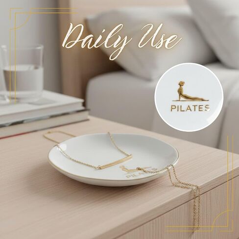 InnoBeta Pilates Gifts for Women - 4.75" Handcrafted Ceramic Ring Dish with Gold Trim, Decorative Trinket Dish for Rings Earrings in Saudi Arabia