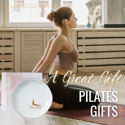InnoBeta Pilates Gifts for Women - 4.75" Handcrafted Ceramic Ring Dish with Gold Trim, Decorative Trinket Dish for Rings Earrings in Saudi Arabia