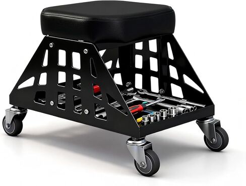 Heavy Duty Rolling Mechanics Seat,400 LBS Capacity Garage Stool, Tools for Automotive Auto Repair (Black) in Saudi Arabia