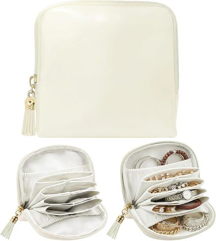 Portable Jewelry Organizer Case, Small Travel Jewelry Case with Zipper，Velvet Jewelry Organizer Bag for Bracelets, Rings, Earrings and Various Jewelry（Large Cream Green） in Saudi Arabia