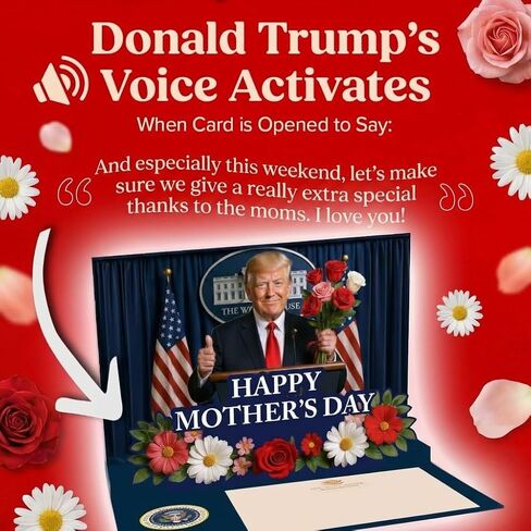 بطاقة عيد الأم الناطقة من دونالد ترامب مع أضواء وصوت - تلعب صوت ترامب الحقيقي، بطاقة المنصة الرئاسية المضحكة ثلاثية الأبعاد - هدايا عيد الأم المبتكرة للأم من الابن أو الابنة أو الأب in Kuwait