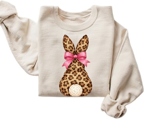 Leopard Print Bunny Graphic Tee for Kids – Trendy Easter T-Shirt with Pink Bow in Kuwait