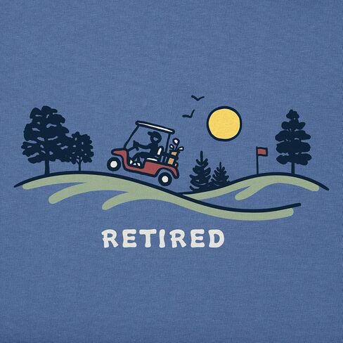 Life is Good. Men's Retired Golf Cart Short Sleeve Crusher Tee, Vintage Blue in Saudi Arabia