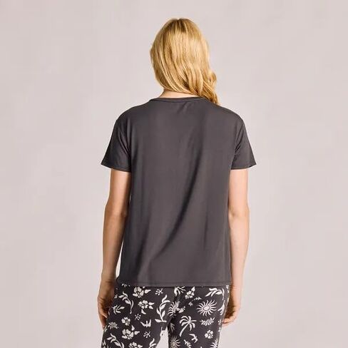 Life is Good. Women's Positive Energy Short Sleeve Lightweight Sleep Tee, Faded Black in Saudi Arabia