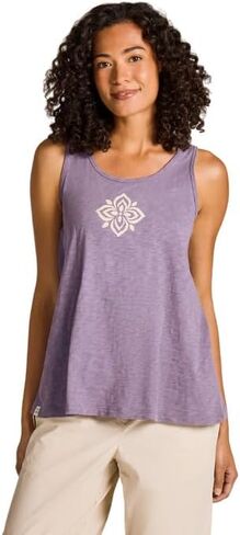 Life is Good. Women's Crafty Flower Slub Easy Fit Tank, Dusk Purple in Saudi Arabia