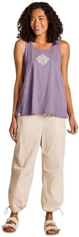 Life is Good. Women's Crafty Flower Slub Easy Fit Tank, Dusk Purple in Saudi Arabia