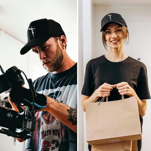 Christian Jesus Cross Hats for Men Women Baseball Cap Snapback Hats for Men Jesus Crosses 3 Nail Black Cotton Baseball Hat Fitted Adjust Snap Back Trucker Cap Women Mens Golf Accessories Christ Gifts in Kuwait