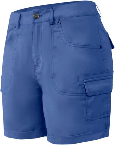 Women's Hiking Shorts High Waisted Summer Comfy Cotton Elastic Waist Drawstring Casual Work Travel Shorts Pocket in Kuwait