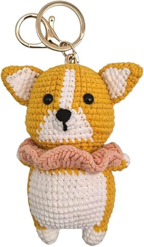 Corgi dog doll pendant handmade crochet keychains women gift funny gift backpack charm bag accessories in Saudi Arabia