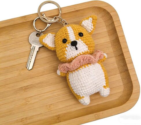 Corgi dog doll pendant handmade crochet keychains women gift funny gift backpack charm bag accessories in Saudi Arabia