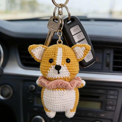 Corgi dog doll pendant handmade crochet keychains women gift funny gift backpack charm bag accessories in Saudi Arabia
