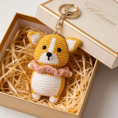Corgi dog doll pendant handmade crochet keychains women gift funny gift backpack charm bag accessories in Saudi Arabia