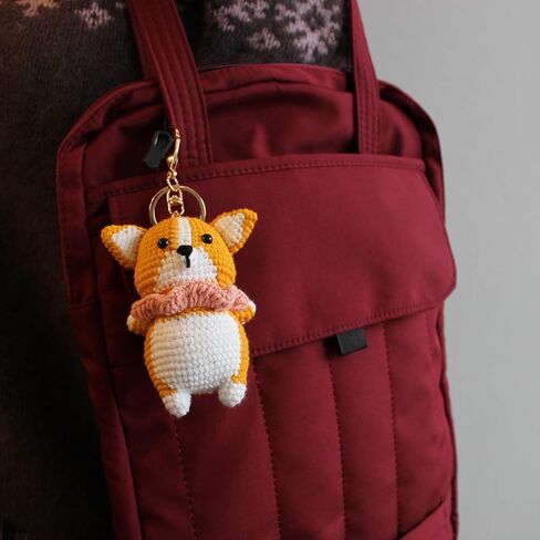 Corgi dog doll pendant handmade crochet keychains women gift funny gift backpack charm bag accessories in Saudi Arabia