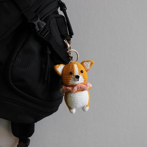 Corgi dog doll pendant handmade crochet keychains women gift funny gift backpack charm bag accessories in Saudi Arabia