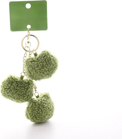 Cute Frog Keychain Charm Fluffy Trio Green Frogs Key Ring Holder Aesthetic Soft Plush Backpack Accessory Funny Purse Handbag Decoration Gift for Women Friends in Saudi Arabia