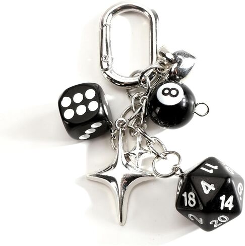 سلسلة مفاتيح النرد محظوظة مع سحر النجمة وسحر القلب هدايا الحظ السعيد للنساء في أعياد الميلاد وعيد الميلاد والتخرج in Kuwait