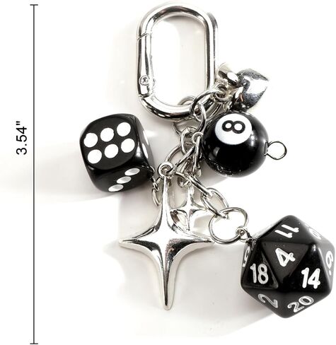 سلسلة مفاتيح النرد محظوظة مع سحر النجمة وسحر القلب هدايا الحظ السعيد للنساء في أعياد الميلاد وعيد الميلاد والتخرج in Kuwait