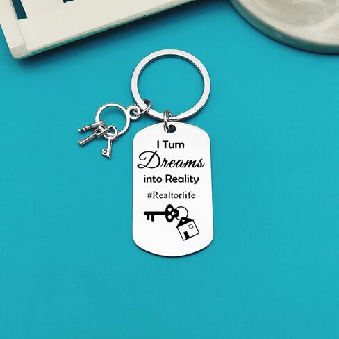 Xiahuyu Realtor Gifts Keychain Real Estate Agent Gifts I Turn Dreams Into Reality Keychain Closing Gift for Realtor Birthday Christmas Thanksgiving Appreciation Gifts in Saudi Arabia