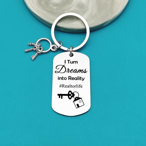 Xiahuyu Realtor Gifts Keychain Real Estate Agent Gifts I Turn Dreams Into Reality Keychain Closing Gift for Realtor Birthday Christmas Thanksgiving Appreciation Gifts in Saudi Arabia