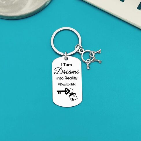 Xiahuyu Realtor Gifts Keychain Real Estate Agent Gifts I Turn Dreams Into Reality Keychain Closing Gift for Realtor Birthday Christmas Thanksgiving Appreciation Gifts in Saudi Arabia