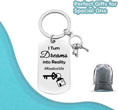 Xiahuyu Realtor Gifts Keychain Real Estate Agent Gifts I Turn Dreams Into Reality Keychain Closing Gift for Realtor Birthday Christmas Thanksgiving Appreciation Gifts in Saudi Arabia
